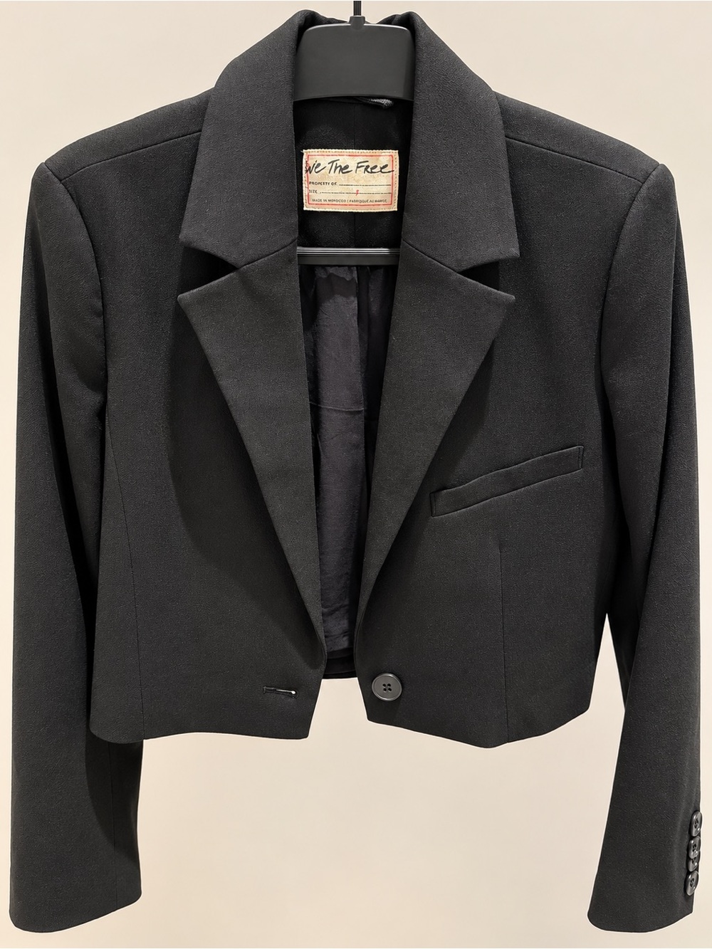 Free People We The Free Black Cropped Blazer Size S